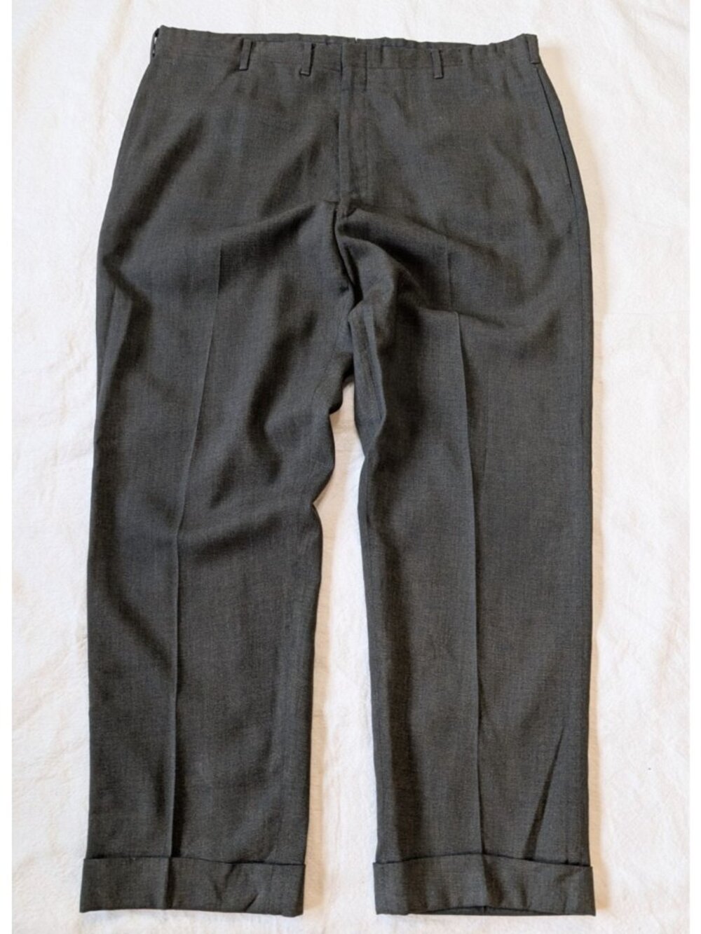 Vintage 50s Men's Drop Loop Wool Cuffed Trouser Reston Slacks Talon Zip 38x30